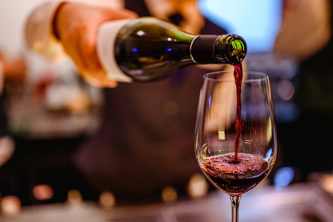 Wine Pouring in a Glass